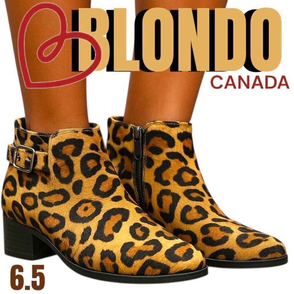 Blondo Women's Animal Print Tami Waterproof Boots Bootie Brown & Black Size 6.5m
